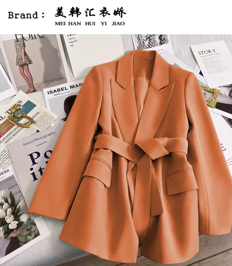 2024 Spring Autumn Suit Jacket Office Lady Fashion Elegant Commute Long Sleeve Lace Up Coat For Women 2024 Female Black Tops