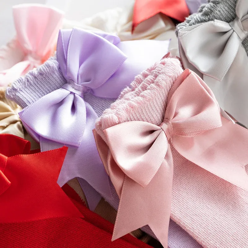 Winter Autumn Kids Knee High Socks Baby Girls Cotton Socks Big Bow Soft Toddlers Princess Children Long Socken For 0-5Years