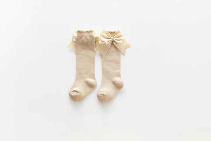 Winter Autumn Kids Knee High Socks Baby Girls Cotton Socks Big Bow Soft Toddlers Princess Children Long Socken For 0-5Years