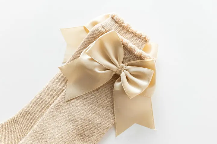 Winter Autumn Kids Knee High Socks Baby Girls Cotton Socks Big Bow Soft Toddlers Princess Children Long Socken For 0-5Years