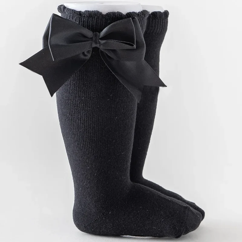 Winter Autumn Kids Knee High Socks Baby Girls Cotton Socks Big Bow Soft Toddlers Princess Children Long Socken For 0-5Years