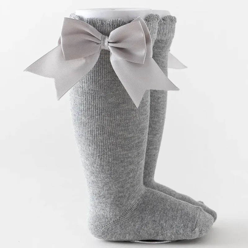 Winter Autumn Kids Knee High Socks Baby Girls Cotton Socks Big Bow Soft Toddlers Princess Children Long Socken For 0-5Years