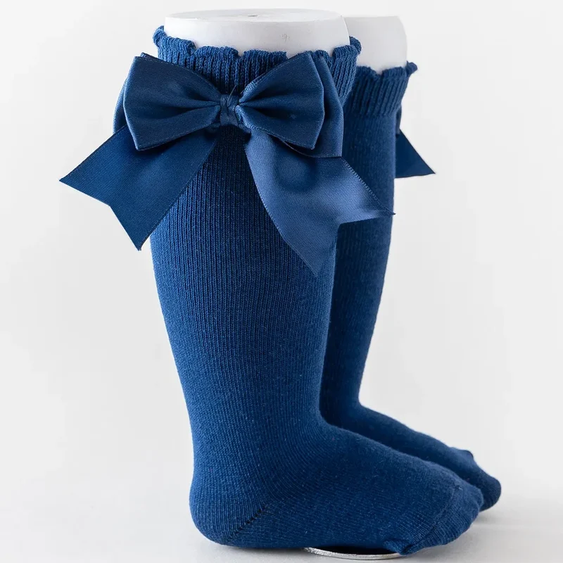 Winter Autumn Kids Knee High Socks Baby Girls Cotton Socks Big Bow Soft Toddlers Princess Children Long Socken For 0-5Years
