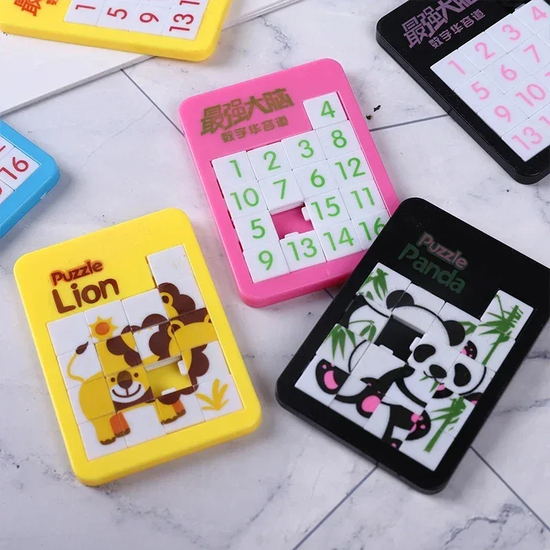 6PCS Random Number Animal Puzzle Plastic Moving Sliding Children's Early Education Jigsaw Puzzle Toy School Kindergarten Gift
