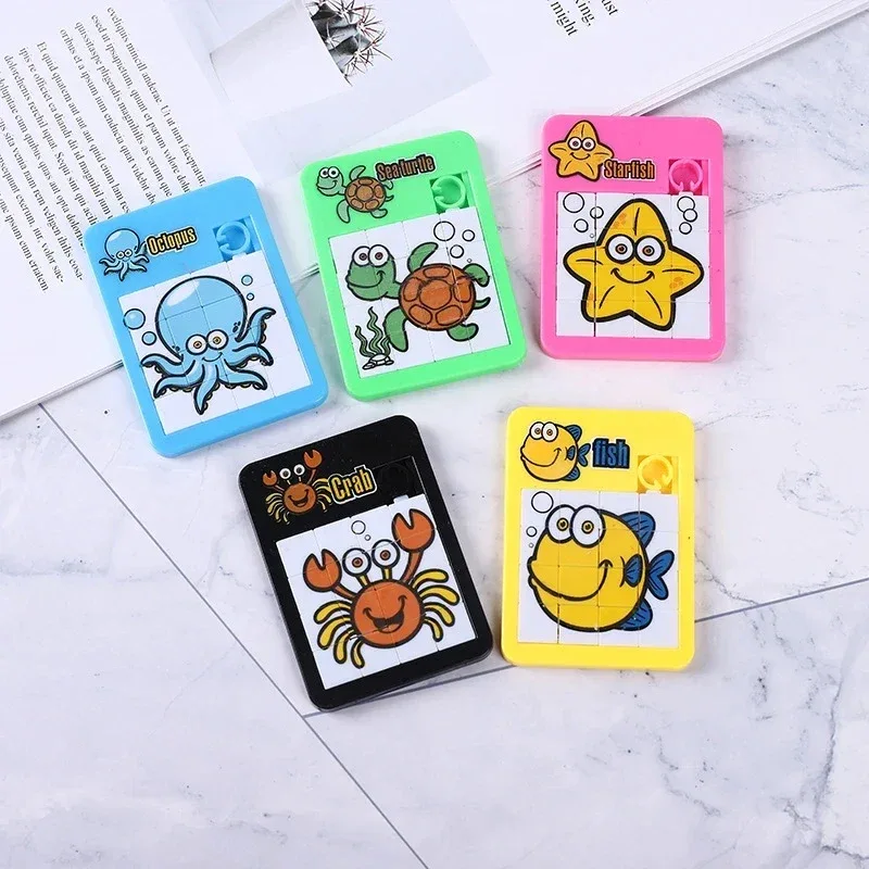 6PCS Random Number Animal Puzzle Plastic Moving Sliding Children's Early Education Jigsaw Puzzle Toy School Kindergarten Gift