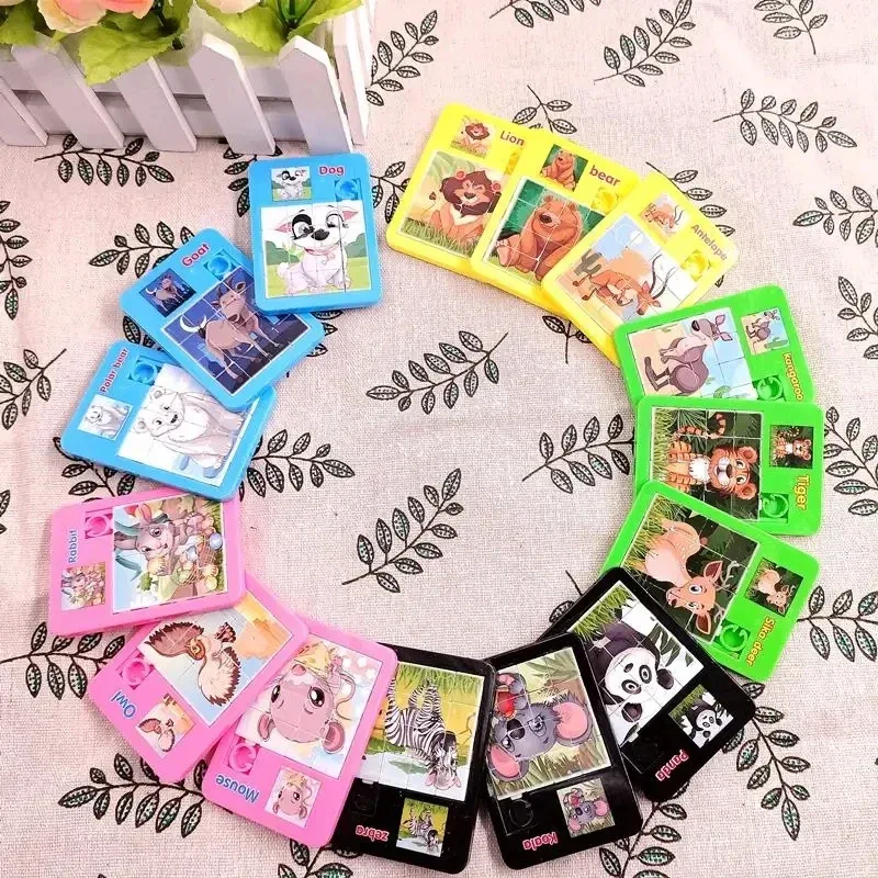 6PCS Random Number Animal Puzzle Plastic Moving Sliding Children's Early Education Jigsaw Puzzle Toy School Kindergarten Gift