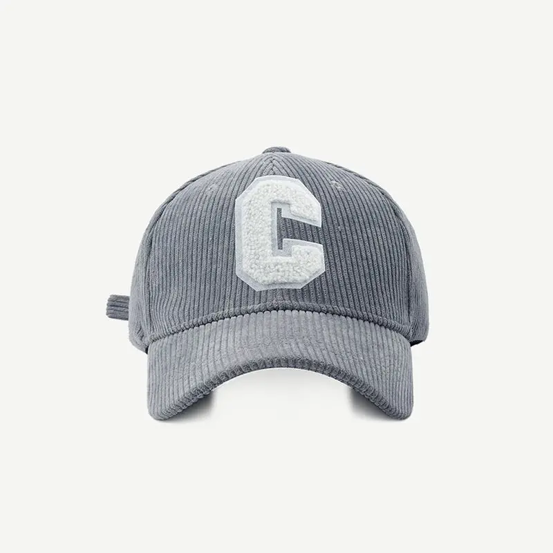 Big C Letter Corduroy Baseball Cap For Men Women Autumn Winter Adjustable Ponytail Sports Hat Unisex Hip Hop Caps Streetwear