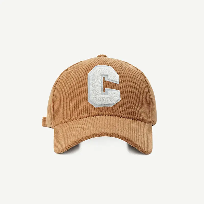 Big C Letter Corduroy Baseball Cap For Men Women Autumn Winter Adjustable Ponytail Sports Hat Unisex Hip Hop Caps Streetwear