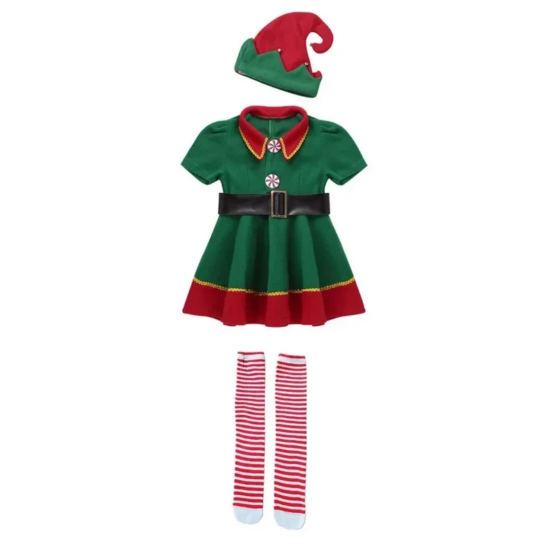 2024 Christmas Clothing Set Boy Girl Family Matching Outfit Kid Adult Santa Claus Cosplay Costume Hat Socks Pant Elf Clothes