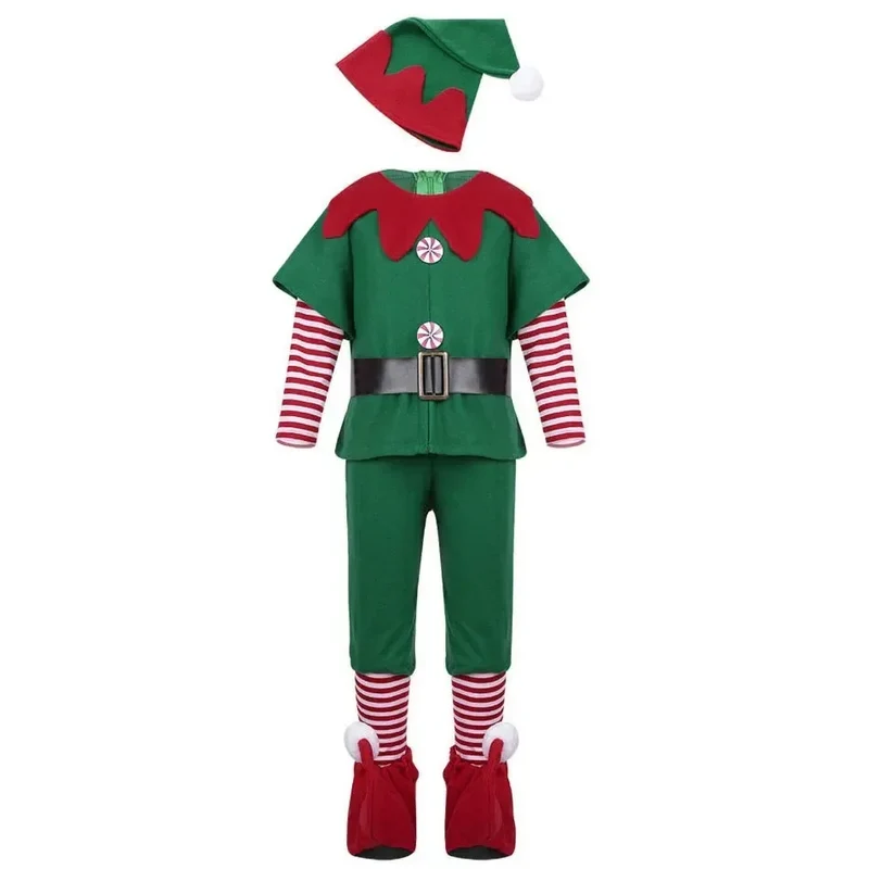 2024 Christmas Clothing Set Boy Girl Family Matching Outfit Kid Adult Santa Claus Cosplay Costume Hat Socks Pant Elf Clothes
