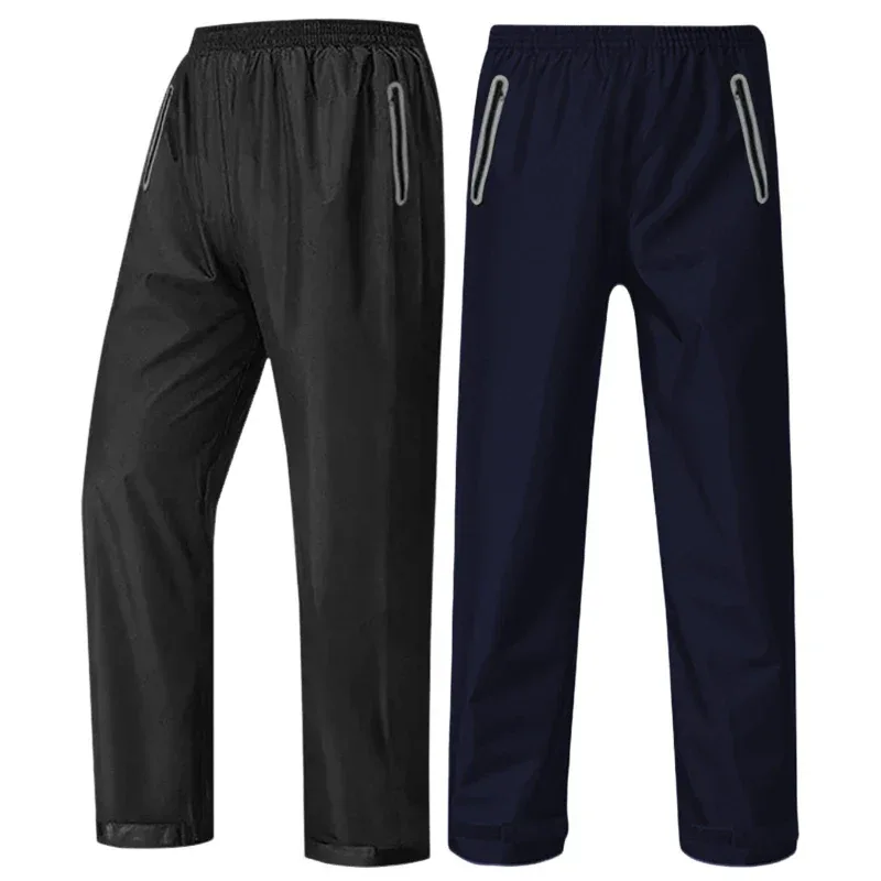 M-4XL Adult Waterproof Rain Trousers Breathable Double-layer Elastic Waist Unisex Outdoor Work Fishing Hiking Raincoat Pants