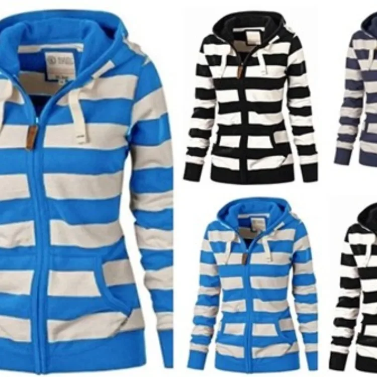 Pullovers Harajuku hoodies women Autumn Hot Style America Hood Long Sleeve Stripe Fleece Jacket Female Streetwear ZXP6023