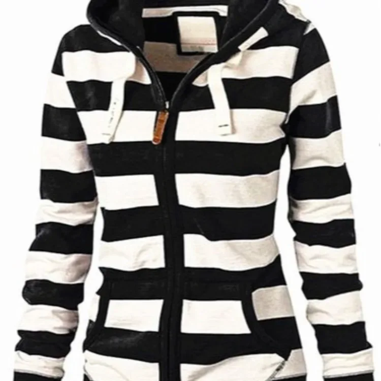 Pullovers Harajuku hoodies women Autumn Hot Style America Hood Long Sleeve Stripe Fleece Jacket Female Streetwear ZXP6023