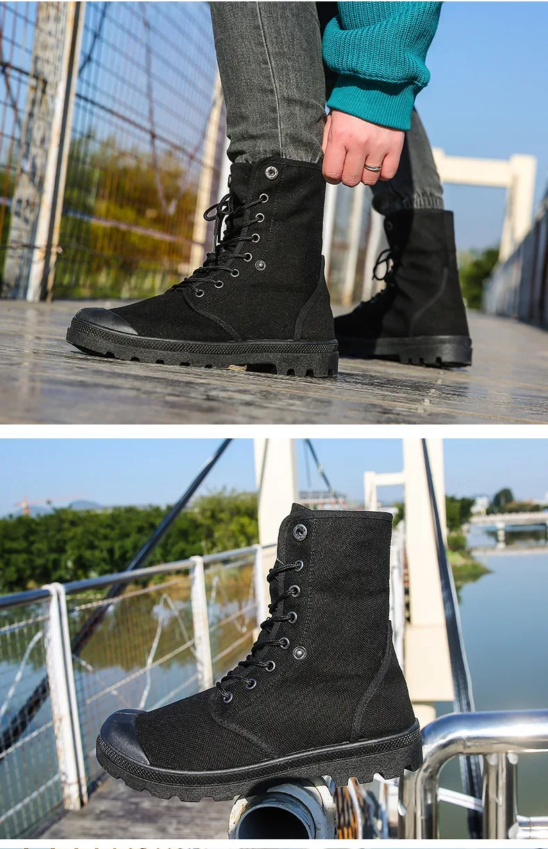2024 Men's Fashion Canvas Shoes Spring and Autumn Outdoor Shoes Thick-soled High-top Shoes Cuff Shoes Fashion Sports Shoes
