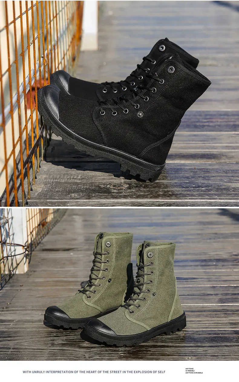 2024 Men's Fashion Canvas Shoes Spring and Autumn Outdoor Shoes Thick-soled High-top Shoes Cuff Shoes Fashion Sports Shoes