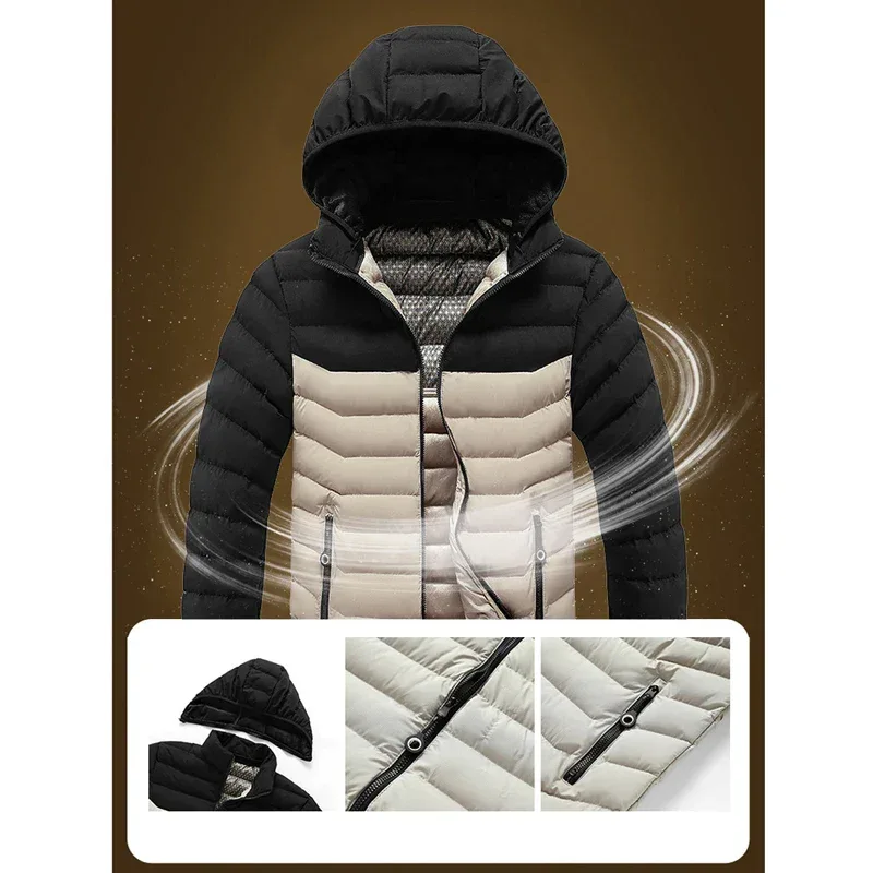 Winter Men's Bomber Padded Jacket Casual Men Cotton Thicken Warm Hooded Parkas Coats Male Thermal Windbreaker Jackets Clothing