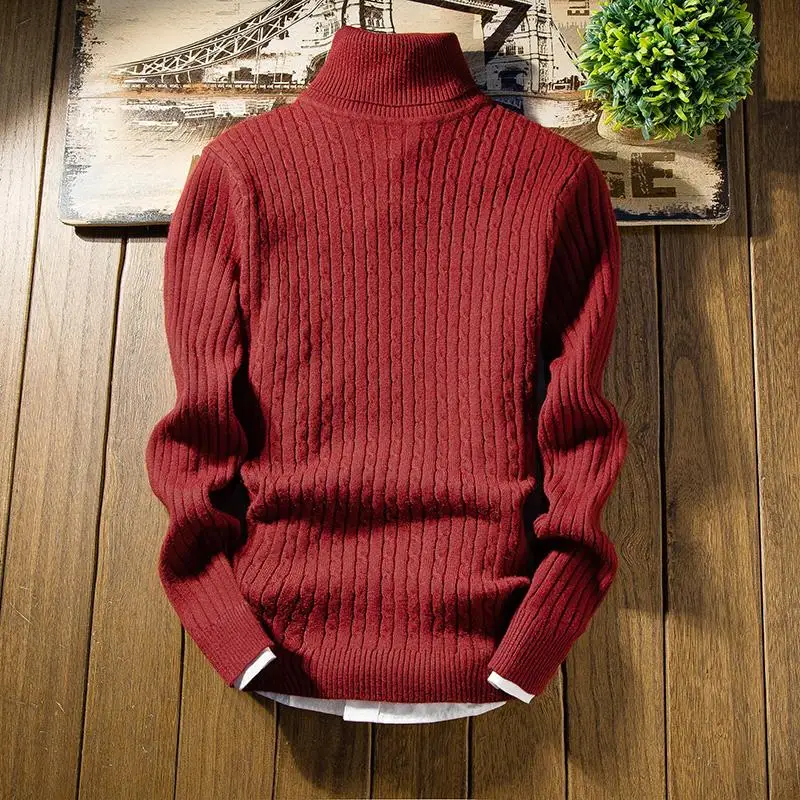2023 Winter High Neck Thick Warm Sweater Men Turtleneck Brand Mens Sweaters Slim Fit Pullover Men Knitwear Male Double Collar3Xl
