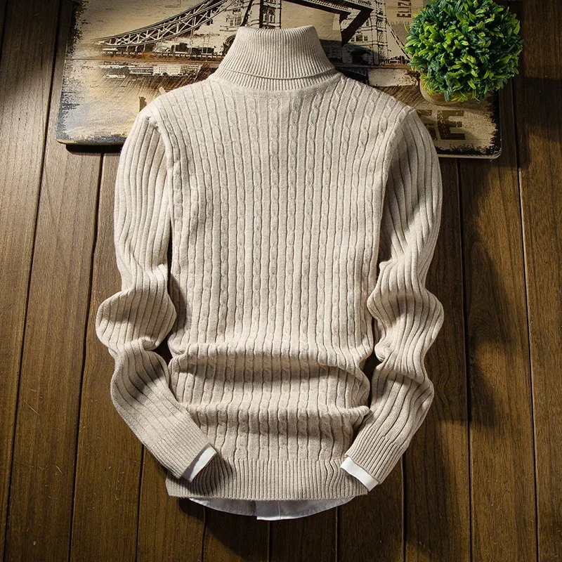2023 Winter High Neck Thick Warm Sweater Men Turtleneck Brand Mens Sweaters Slim Fit Pullover Men Knitwear Male Double Collar3Xl