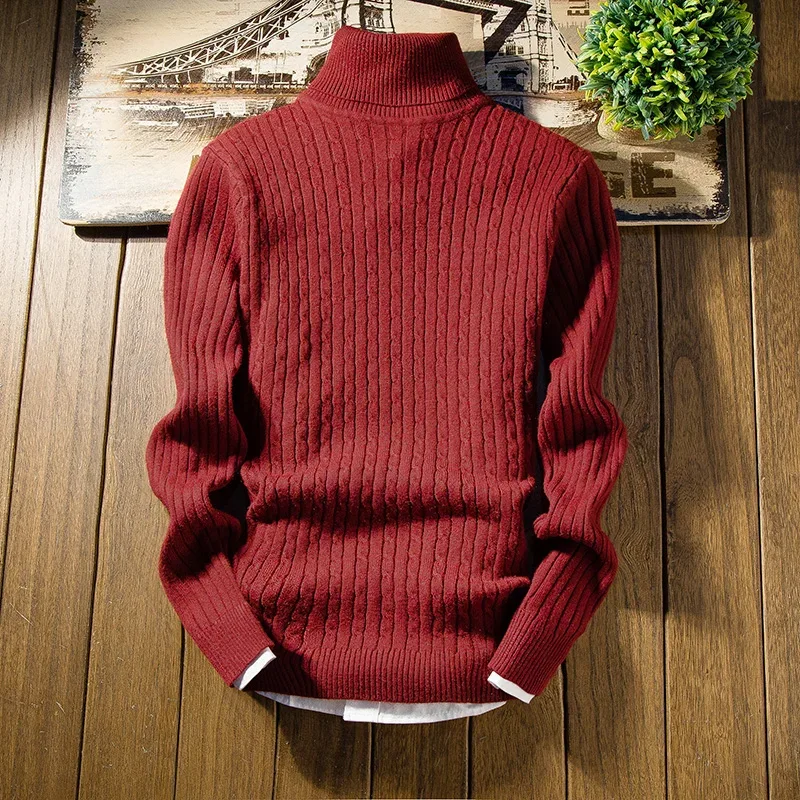 2023 Winter High Neck Thick Warm Sweater Men Turtleneck Brand Mens Sweaters Slim Fit Pullover Men Knitwear Male Double Collar3Xl