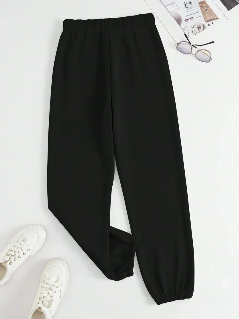 Different Forms Of The Moon Print Casual Versatile Women Pants Fashion Trendy Trousers With Drawstring Pockets Sweatpants Female