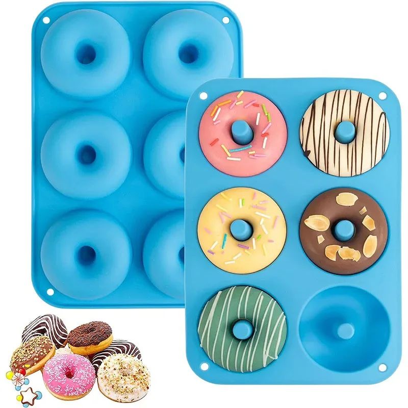 6 Holes Silicone Donut Mold Baking Pan Non-Stick Baking Pastry Chocolate Cake Dessert DIY Decoration Tools Bagels Muffins Donuts