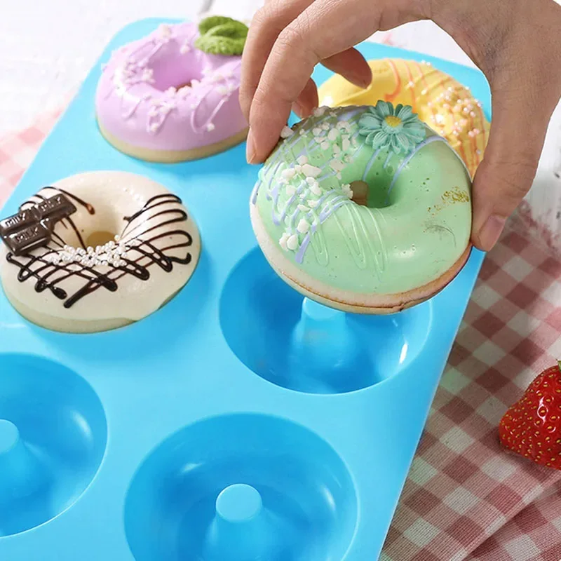 6 Holes Silicone Donut Mold Baking Pan Non-Stick Baking Pastry Chocolate Cake Dessert DIY Decoration Tools Bagels Muffins Donuts