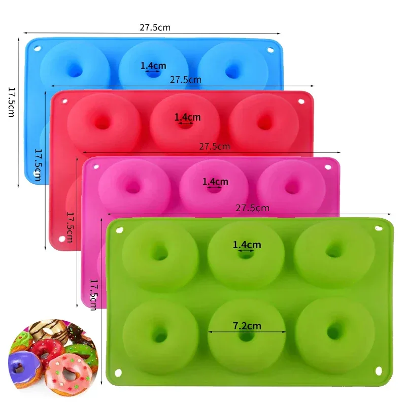 6 Holes Silicone Donut Mold Baking Pan Non-Stick Baking Pastry Chocolate Cake Dessert DIY Decoration Tools Bagels Muffins Donuts