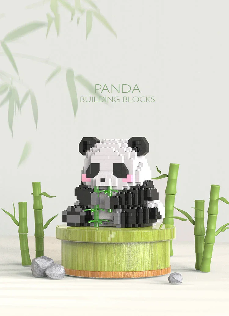 Creative DIY Assemable Animal Cute MINI Chinese Style Animal Panda Building Block Educational Boy Toys For Children Model Bricks