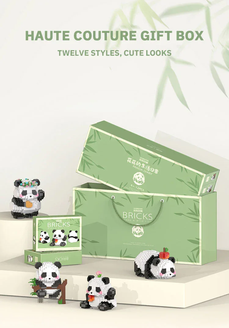 Creative DIY Assemable Animal Cute MINI Chinese Style Animal Panda Building Block Educational Boy Toys For Children Model Bricks