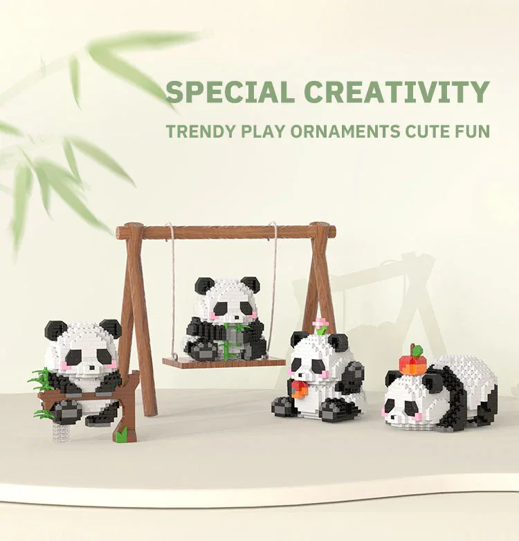 Creative DIY Assemable Animal Cute MINI Chinese Style Animal Panda Building Block Educational Boy Toys For Children Model Bricks