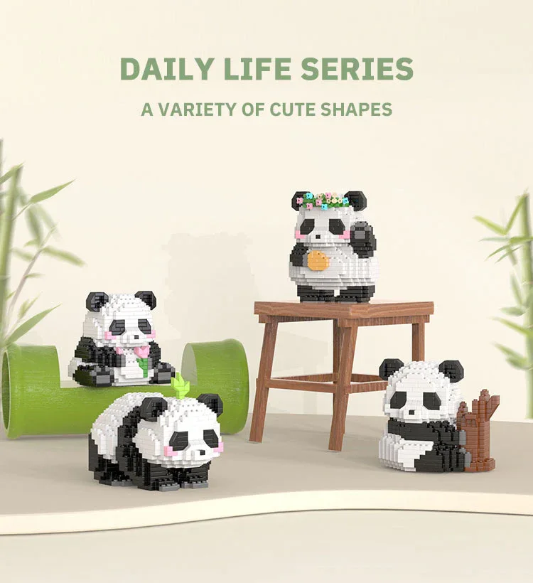 Creative DIY Assemable Animal Cute MINI Chinese Style Animal Panda Building Block Educational Boy Toys For Children Model Bricks