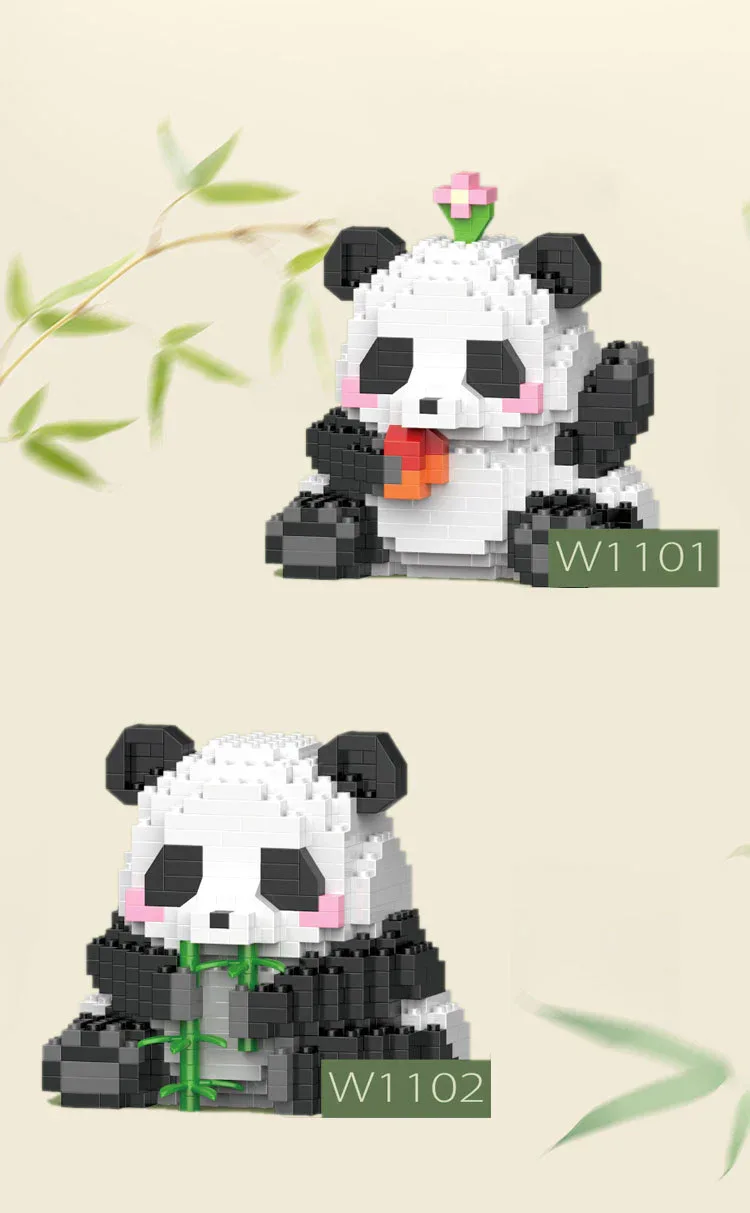 Creative DIY Assemable Animal Cute MINI Chinese Style Animal Panda Building Block Educational Boy Toys For Children Model Bricks