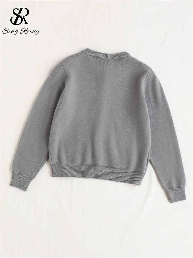 SINGREINY Knitted Solid Soft Sweater Cardigan Ladies O-Neck Full Sleeves Pearls Buttons Chic Design Autumn Casual Warm Pullover