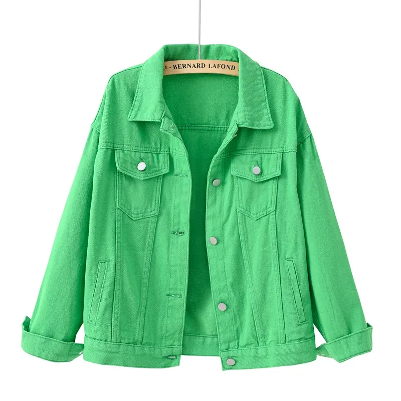 Women's Denim Jacket Spring Autumn Short Coat Pink Jean Jackets Casual Tops Purple Yellow White Loose Tops Lady Outerwear