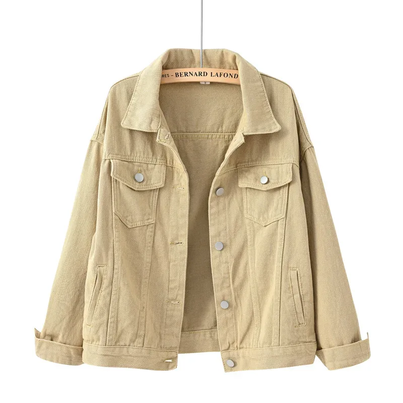 Women's Denim Jacket Spring Autumn Short Coat Pink Jean Jackets Casual Tops Purple Yellow White Loose Tops Lady Outerwear