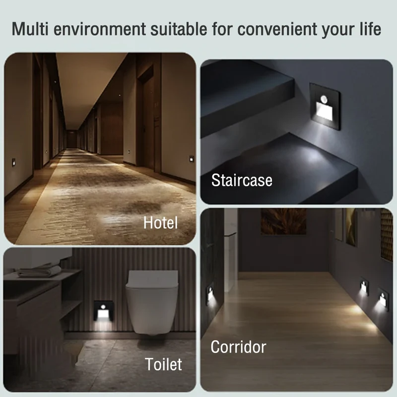 PIR Motion Detector Sensor Led Stair Light Infrared Human Body Induction Lamp Recessed Steps Ladder Staircase Bedroom Decoration