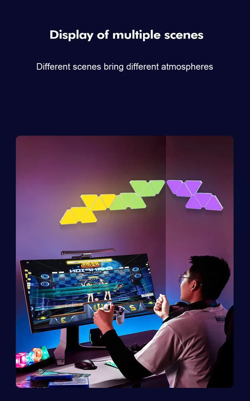 5V USB WIFI RGB LED Quantum Lamp Triangle LED Night Light DIY Game LED Wall Lamp For Home Bedroom Decoration Atmosphere Lamps
