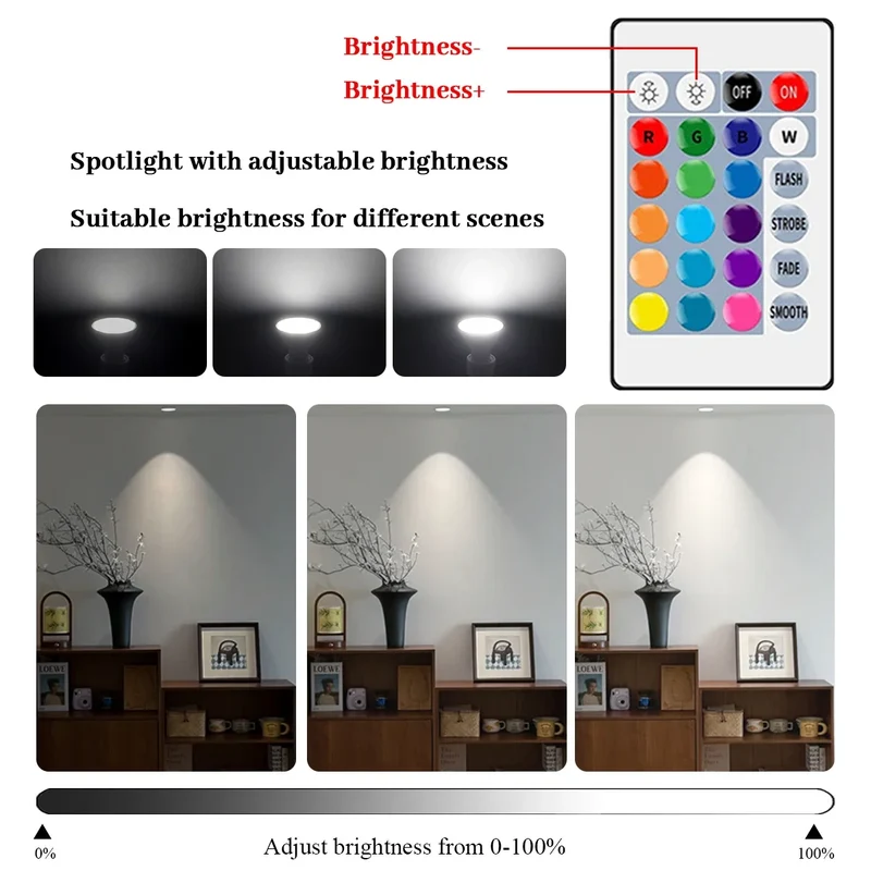 1-10PCS RGB GU10 LED Spotlight Bulb 24 Key Remote Control Dimmable 6W AC220V 110V Colorful Change for Bedroom Living Room Lamp
