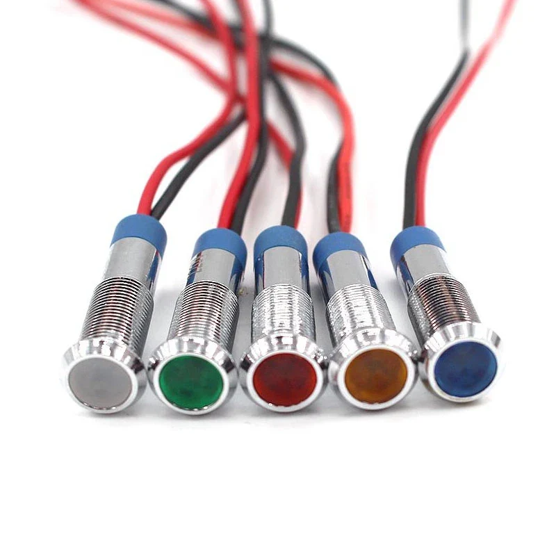 1PC LED Metal Indicator Light 6mm Waterproof Signal Lamp Warning Lights 12V 24V 220V Volts Red Yellow For Dashboard Boat Light