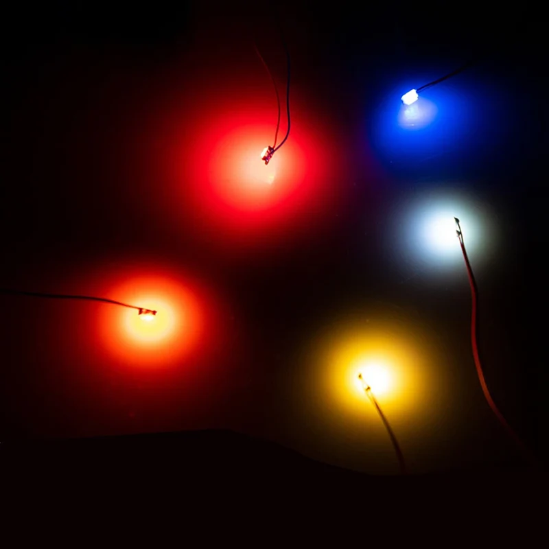 10pcs/Lot Micro Litz Wired Chip 60cm 3V Railway Model For Gundam Scenes 0402 SMD Lamp Wired Micro Led Pre-Soldered Lamp