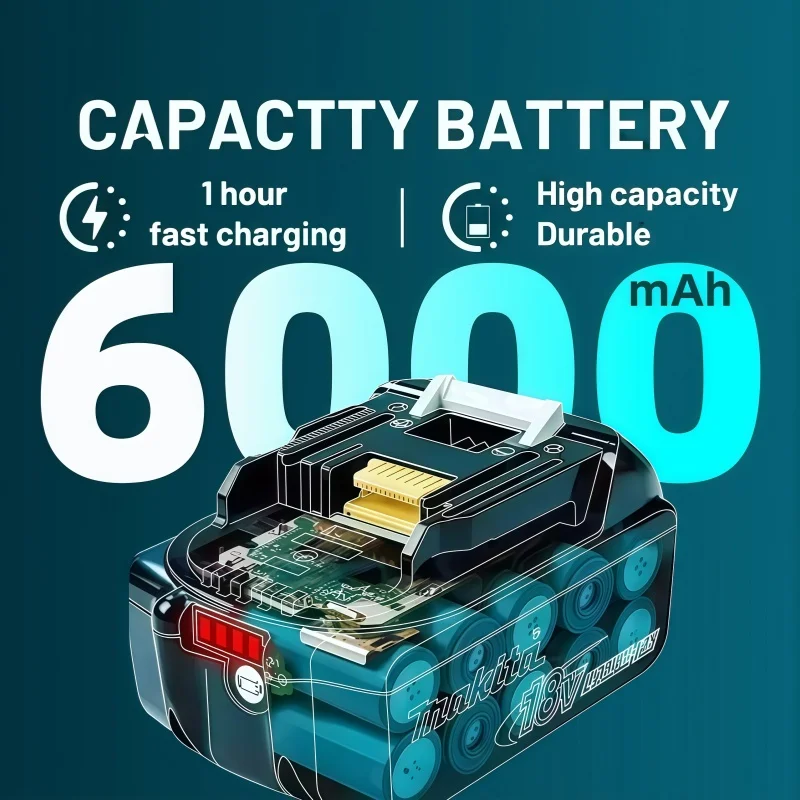 Genuine 6AH makita BL1860 6ah Battery Power Tools Li-ion Replacement LXT BL1850 BL1840 for 18V Screwdriver with BMS 18v battery