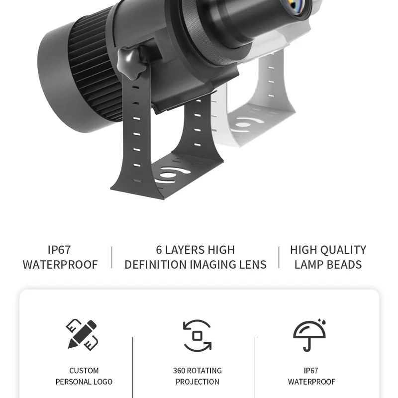 Custom Led HD Gobo Logo Projector Indoor Outdoor Ip67 Waterproof Rotating Advertising Image Projection Light For Floor Wedding