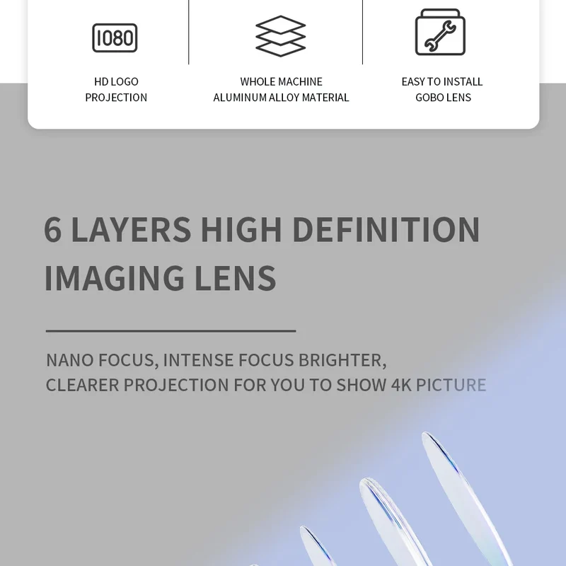 Custom Led HD Gobo Logo Projector Indoor Outdoor Ip67 Waterproof Rotating Advertising Image Projection Light For Floor Wedding