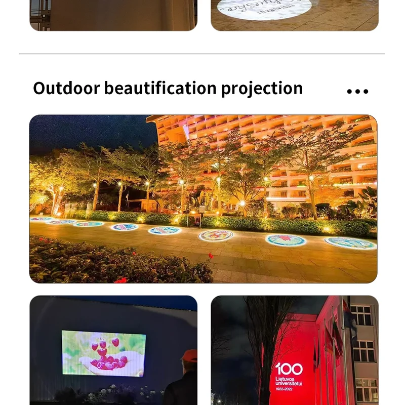 Custom Led HD Gobo Logo Projector Indoor Outdoor Ip67 Waterproof Rotating Advertising Image Projection Light For Floor Wedding