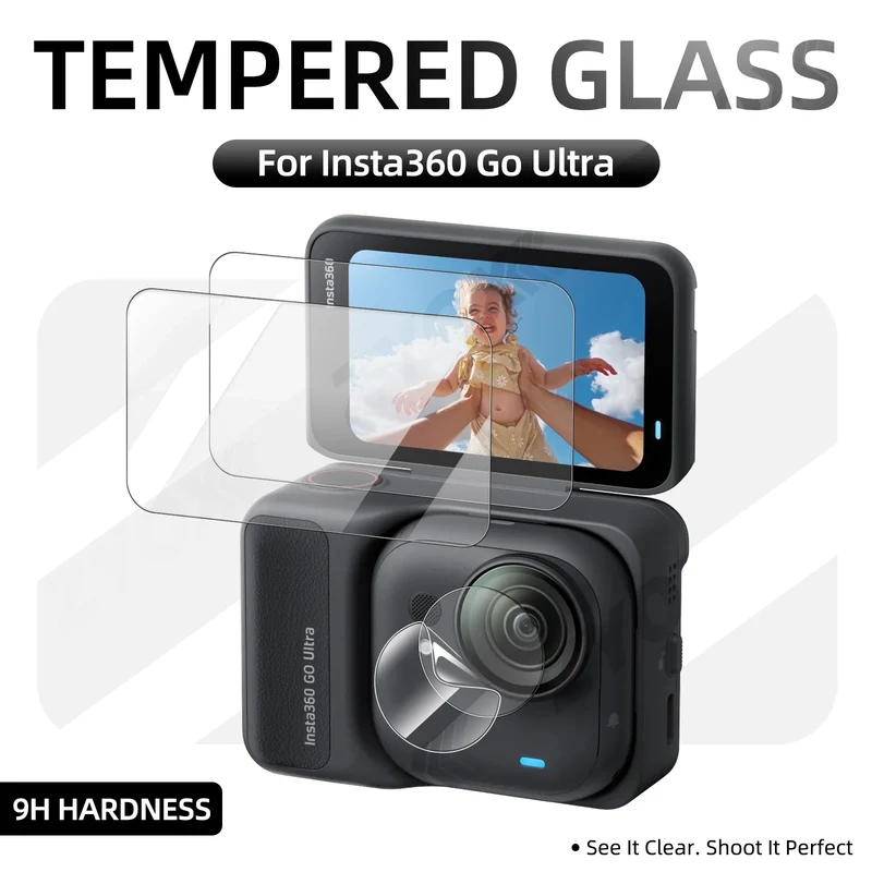 9H Hardness Glass for Insta360 Go Ultra Screen + Lens Protector Clear Ultra-HD Tempered Glass Anti-scratch Film Accessories