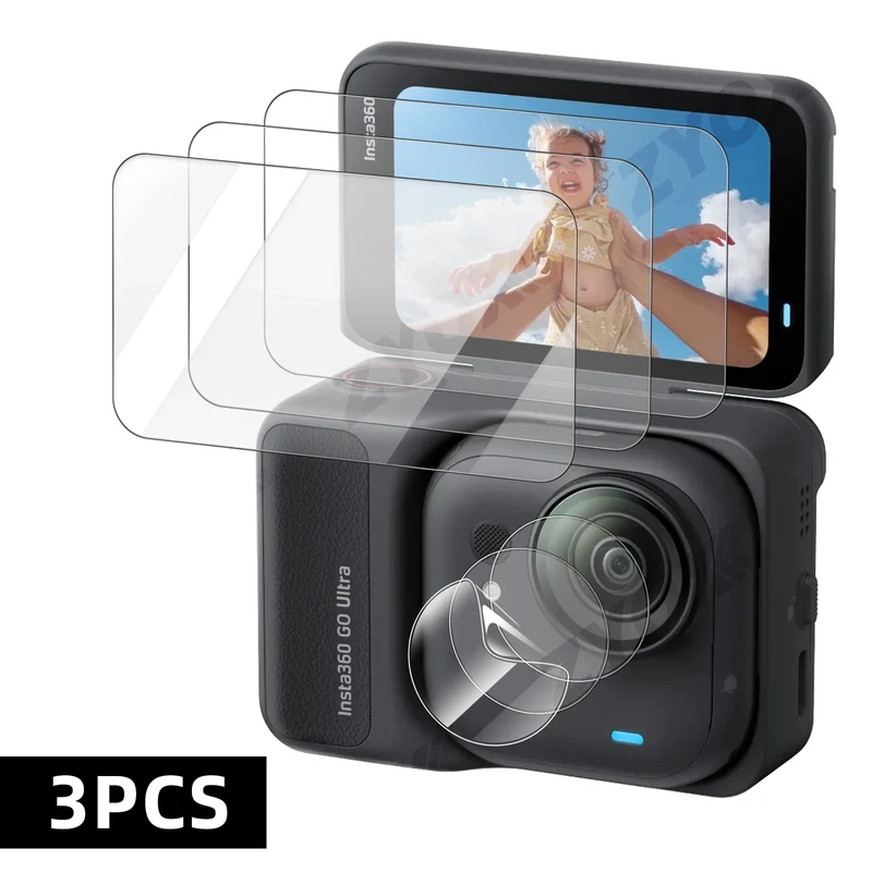 9H Hardness Glass for Insta360 Go Ultra Screen + Lens Protector Clear Ultra-HD Tempered Glass Anti-scratch Film Accessories
