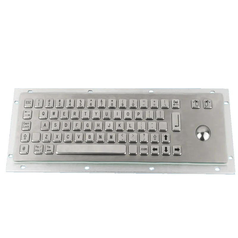 Industrial Metal Braille Stainless Steel Keyboard IP65 USB Metal Keyboard With Trackball Touchpad