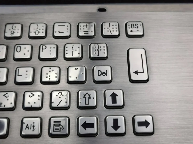 Industrial Metal Braille Stainless Steel Keyboard IP65 USB Metal Keyboard With Trackball Touchpad