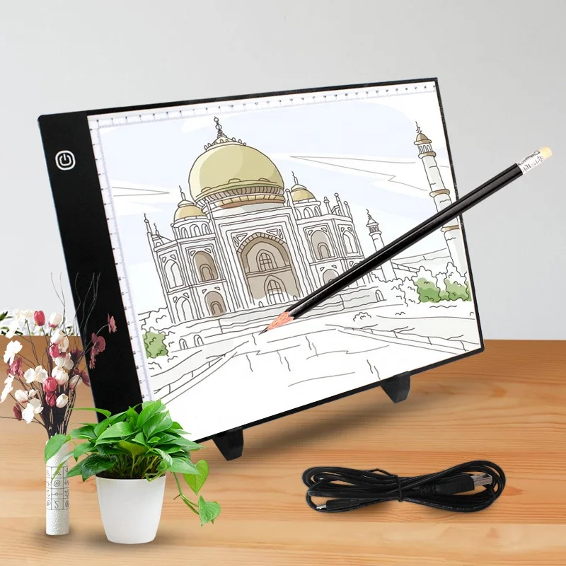 A3 Small Size Light Pad with Graduated Three-stage Adjustable Luminescent Backlight Illuminates the Drawing Board in the Dark.