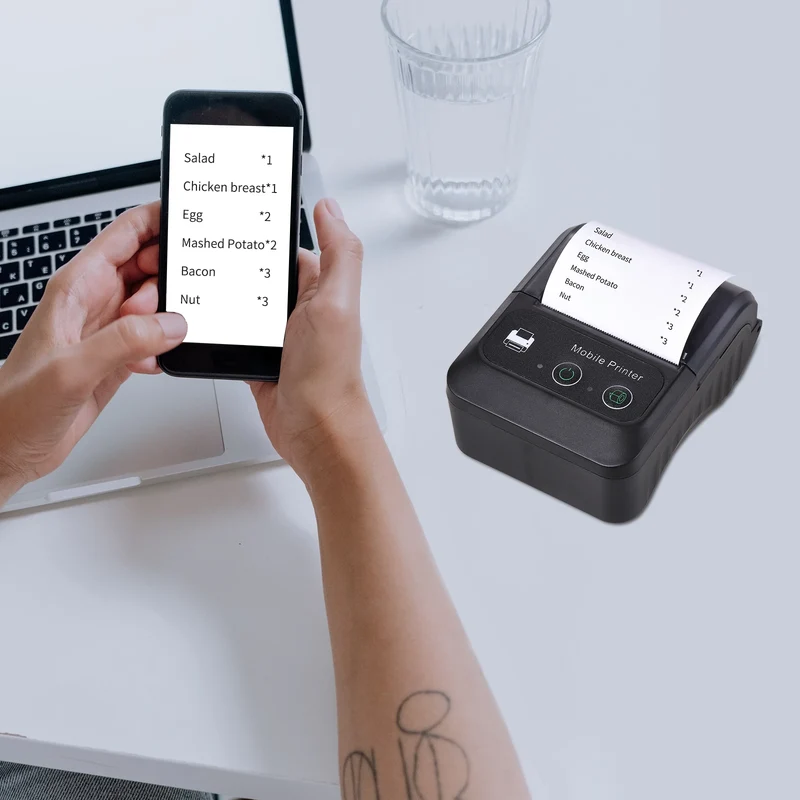 Portable 2 Inch Mini Thermal Printer Wireless Label Maker for Android IOS Windows